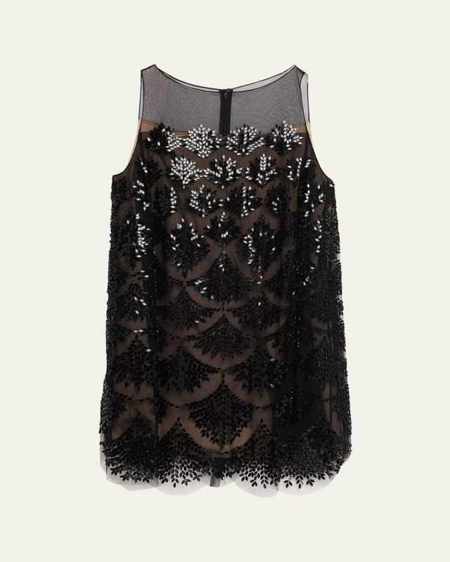 Fern Embroidered Sleeveless Mini Shift Dress